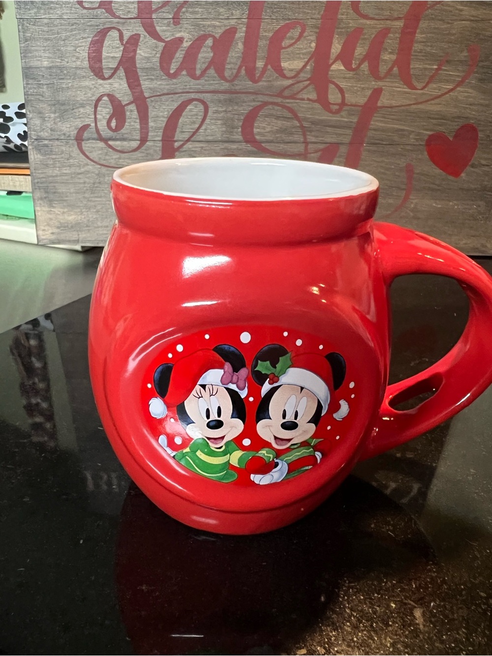 Disney Mickey & Minnie Mouse Holiday Red Barrel Mug Frankford Candy